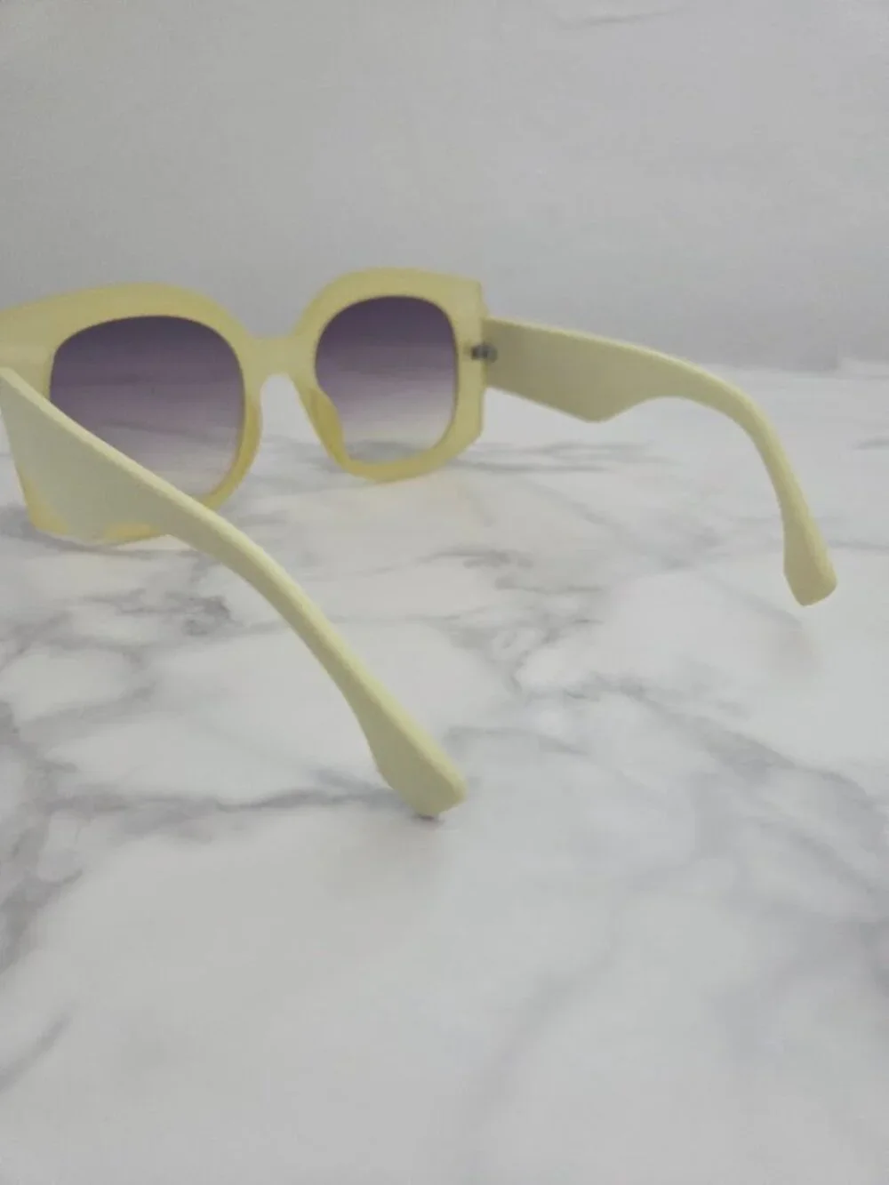 Oversized Square Sunglasses Pastel Lime Green Yellow Frame Gradient Lens - Picture 5 of 13